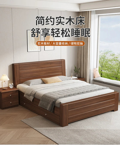Wooden Cheap Storage Bed Bedroom Elegant Pretty Luxury Full Size Frame Bed Bases Queen Home Cama Box Casal House Accessories