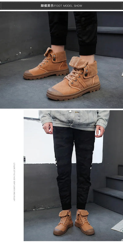 Ankle Boots for Men Sneakers Lace-up Outdoor Men Casual Shoes Flats Breathable Comfortable Canvas Shoes Male Zapatos Hombre