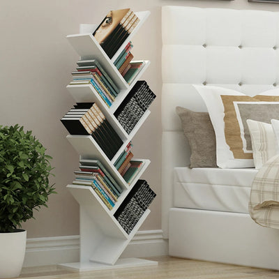 Rustic Standing Tree Bookshelf Wood Display Rack For Home Office Decoration Storage Organizer Shelf Bookcase