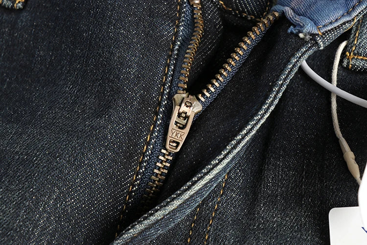 Vintage wash blue to do old simple embroidered jeans men fit small straight leg American trend personality youth pants