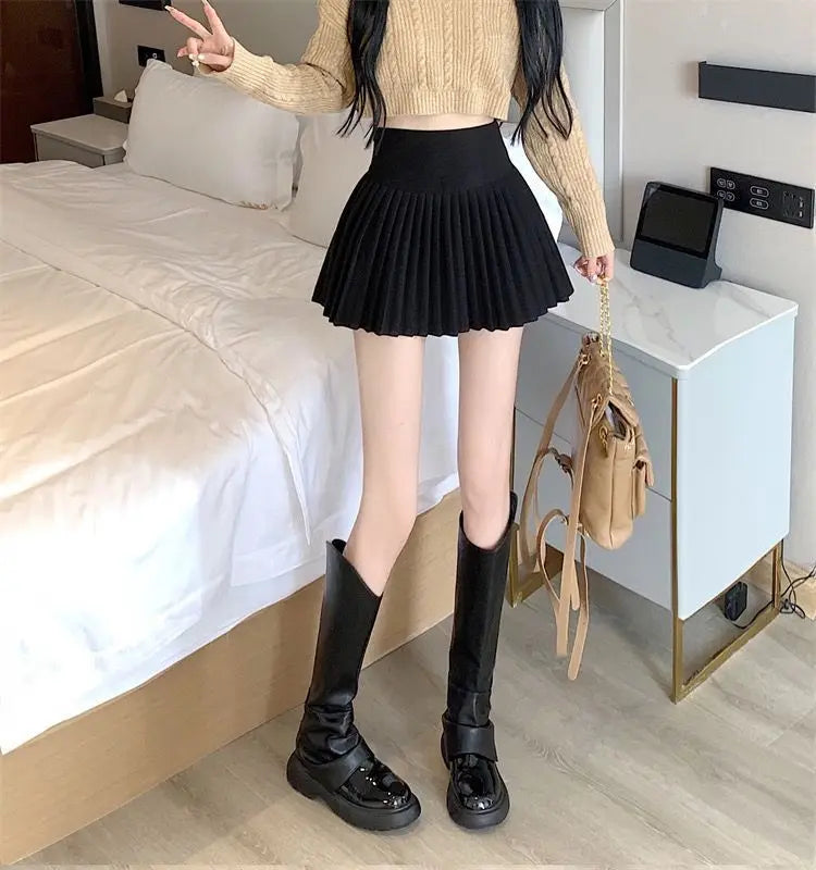 Women's High Waist Pleated Mini Skirt Summer A-Line White Anti Slip Design Skirt for Petite Figure Flattering Y2k Kawaii Skirts