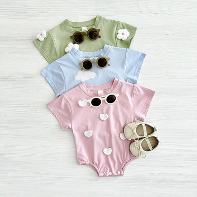 New Summer Infant Short Sleeve Romper Baby Triangle Bodysuit Clothes Baby Girl Jumpsuit Love Cloud Pattern Cartoon Boy 0-18M