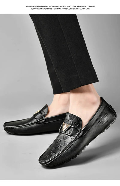High-end Top-grain Cowhide Korean-style Bean Shoes, Men's Genuine Leather Breathable Business Casual Leather Shoes, Men's Shoes