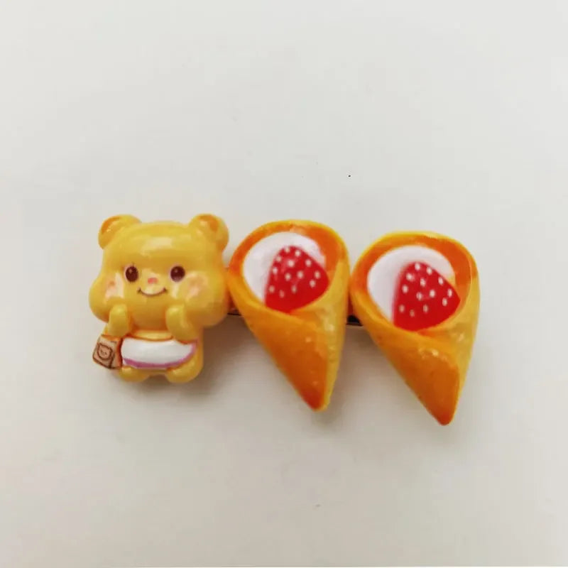 Cute Bread Bear Hair Clip Sweet Bangs Clip for Girls Fashion BB Clips Cartoon Side Clips Cards Headwear Women Lovely Accessories