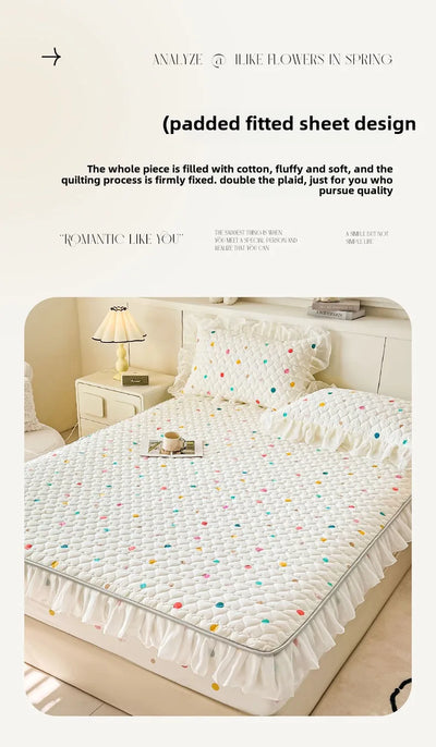 2025 New Single Bed Hat Korean Lace Bed Sheet Cover Chiffon Princess Wind Ins Cotton Four Seasons Bedspread Protective Cover