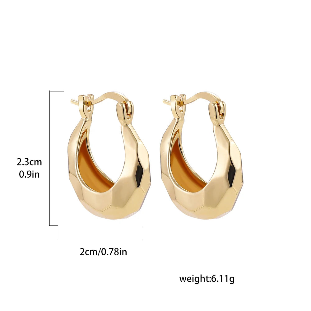 Punk Gold Color Twist Round Piercing Hoop Earrings Female Luxury CZ Crystal Geometric Ear Buckle Huggie Earrings Women Jewelry