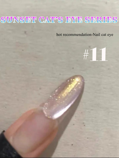 1-24pcs ZH Spring Summer Nails Red Champagne Gold Cat's Eye Gel Nail Polish Nail Art Versatile Popular Whitening Nail Supplies