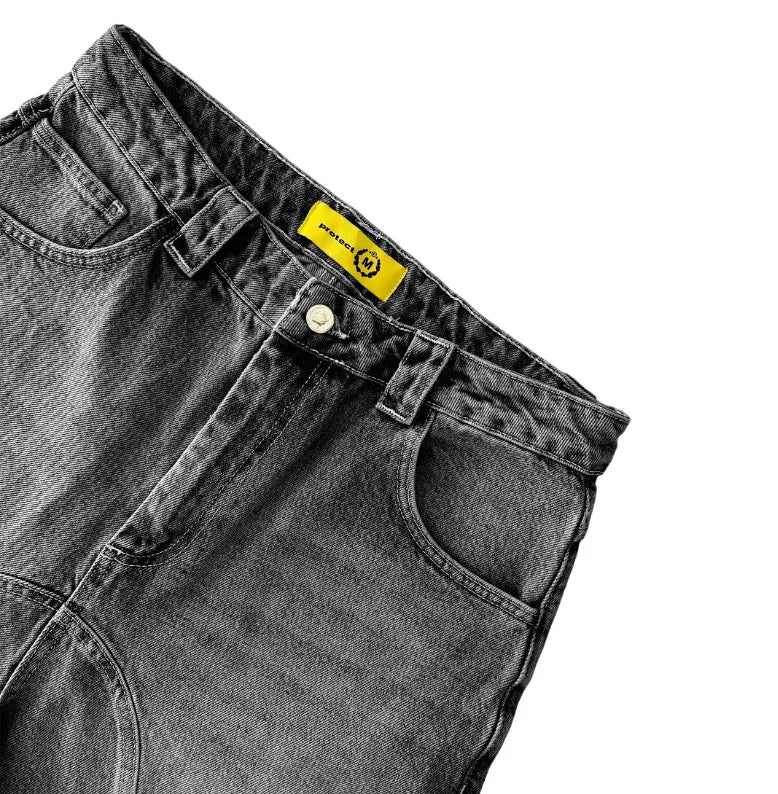 American New Letter Pattern Embroidered Denim Shorts Y2K Men's Street Retro Washed Old Trend Gothic Denim Sweatpants Street Wear