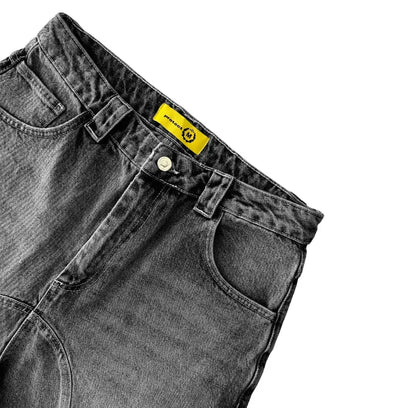 American New Letter Pattern Embroidered Denim Shorts Y2K Men's Street Retro Washed Old Trend Gothic Denim Sweatpants Street Wear