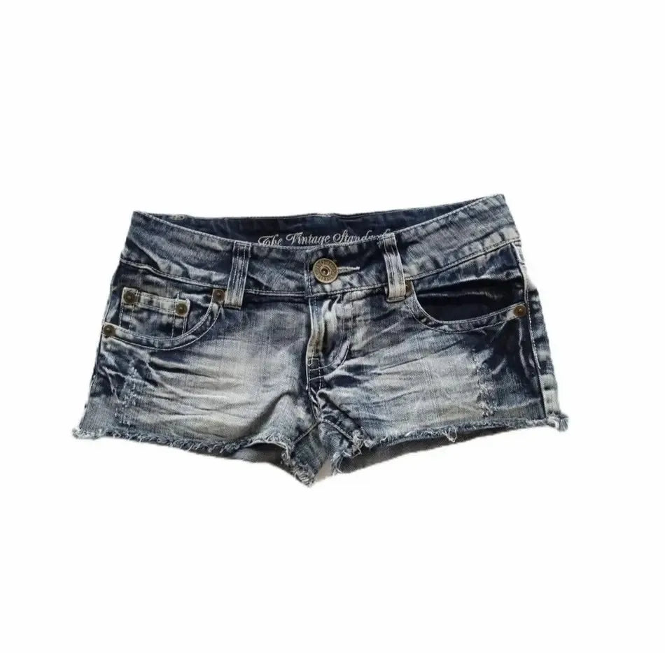 Gothic Union Jack Shorts Y2K Women Sweetheart Harajuku Letter Embroidery Retro Blue Baggy Shorts High Waist Slim Fit Mini Skirt