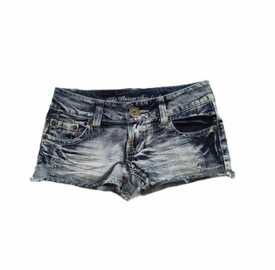 Gothic Union Jack Shorts Y2K Women Sweetheart Harajuku Letter Embroidery Retro Blue Baggy Shorts High Waist Slim Fit Mini Skirt