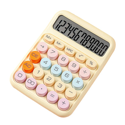 Mechanical Calculator 12 Digit Large LCD Display Big Round Button Cute Candy Colored Calculator Suitable for Office School Home
