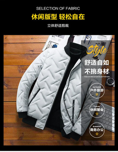 New Autumn Winter Jacket Men Cotton Padded Jacket Korean Fashion Streetwear Casual Jacket Men Stand Collar Coats Jackets 4XL 5XL