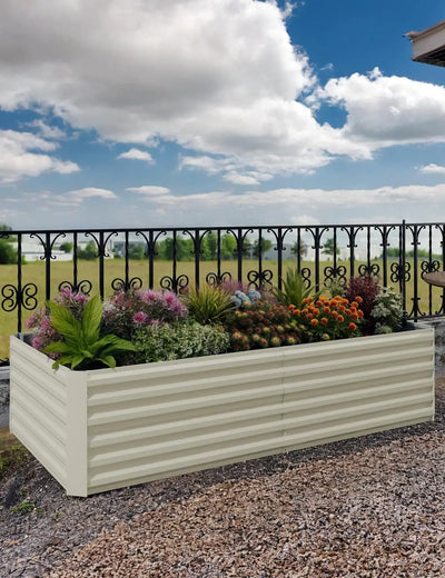 6x3x2 8x4x2ft Galvanized Raised Garden Bed Deep Root Planter Box for Vegetables Flowers Herbs-Large Metal Raised Garden Bed Kit