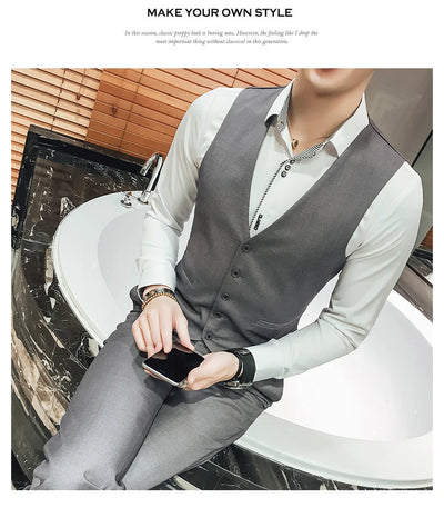 M-5XL Plus Size Men's Slim Fit Mens Suit Vest Casual Suit Vest Man Formal Businss Vests Male Waistcoat Gilet Homme XXXXXL