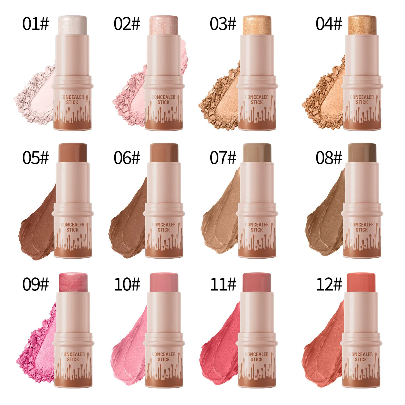 Makeup Face Brown Bronzer Contour Stick Contouring Bronzer Stick Highlighter Brightening Blusher Stick Rouge Cream Concealer Pen