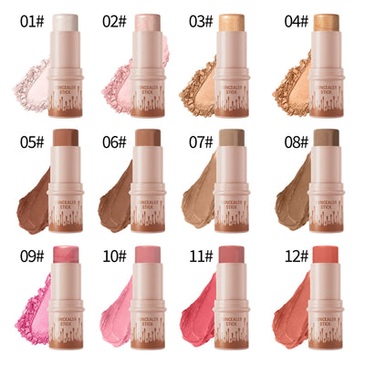 Makeup Face Brown Bronzer Contour Stick Contouring Bronzer Stick Highlighter Brightening Blusher Stick Rouge Cream Concealer Pen