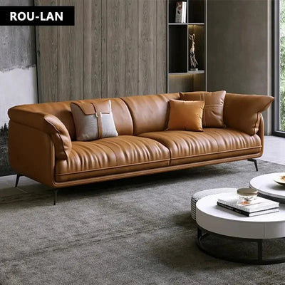 Modern Minimalist Living Room Leather Sofa  Apartment Furniture Set Combination Wtih Customzied Color