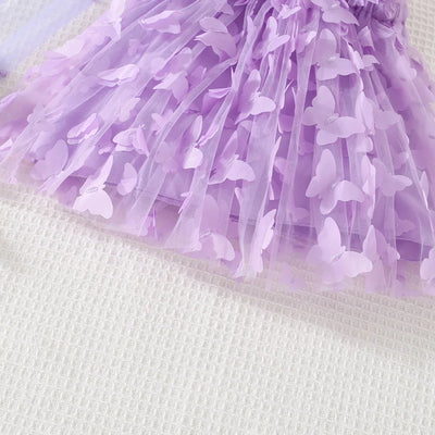(0-3 Years) Summer New Baby Girls Dress Solid Color Halter Butterfly Embellished A-Line Skirt Mesh Sweet Princess Dress
