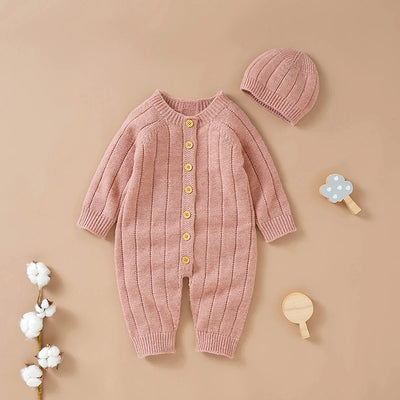 Ma&Baby 0-18M Warm Baby Clothing Knit Romper Newborn Infant Toddler Boy Girl Long Sleeve Jumpsuit + Hat Fall Spring Outfits