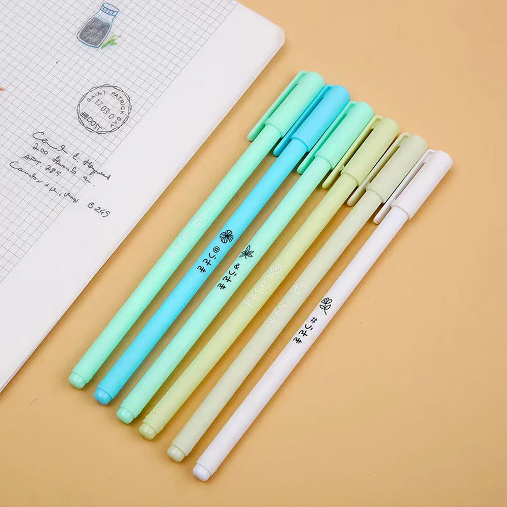 6Pcs/Set Cute Morandi Gel Pen Kawaii 0.5mm Black BallPen Office School Stationery Supplies Student Writing Water Pen Neutral Pen