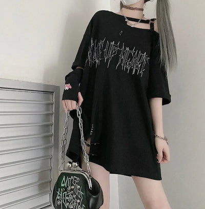 Oversized Tops Harajuku Tshirts Summer Y2k Off Shoulder Japanese T Shirt Women