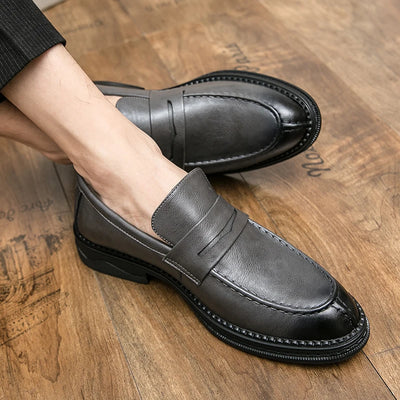 Premium Silver Business Shoes Men's Oxford Shoes Leather Brand Loafers Slip On High Quality Wedding Shoes Soft Sole Dress Shoes