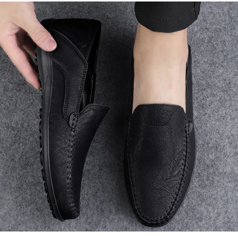 2023 Genuine Leather Mens Loafers Moccasins Shoes Designer Men Casual Handmade Formal Slip on Male Boat Shoes Zapatillas Hombre