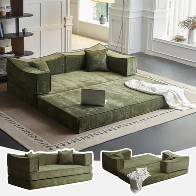 78.8" Convertible Compression Sofa: Corduroy Modular Bed, Arms & Backrest