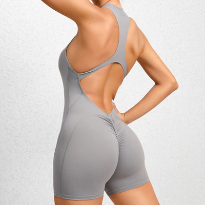New Zip Up Rompers Scrunch Butt Yoga Sets Sleeveless pants Jumpsuit for Women Fitness Gym Clothing Workout Open Back Sports Suit