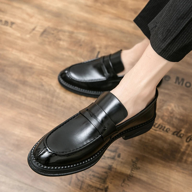 Premium Silver Business Shoes Men's Oxford Shoes Leather Brand Loafers Slip On High Quality Wedding Shoes Soft Sole Dress Shoes