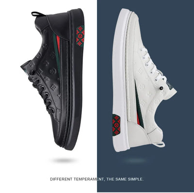 Spring New Shoes for Men Genuine Leather Casual Shoes Leisure Flats Skateboard Shoes Cow Leather Youth Lace-up Sneakers