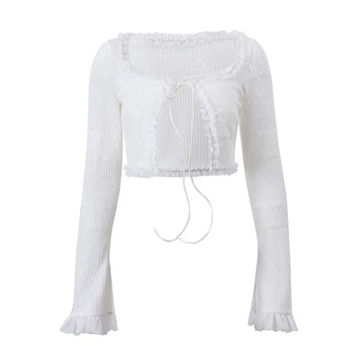 Hot Sale Women's Dress Sets for 2024 Autumn featuring Sexy V-Neck Knitted Cardigan and Sweet Lotus Leaf Hem Shorts