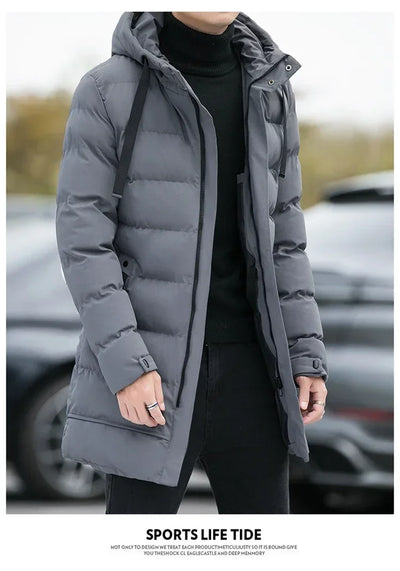 Male Outwear Winter Coats New Slim Fit Jackets Winter Jackets Men Hooded Casual Long Down Jackets Thicker Warm Parkas Size 4XL