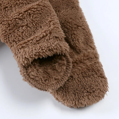 2025 Baby Winter Thick Romper Cotton Warm Long Sleeve Girl Jumpsuit Clothes 0-24M Newborn Boy Bear Fleece Hooded Pyjamas