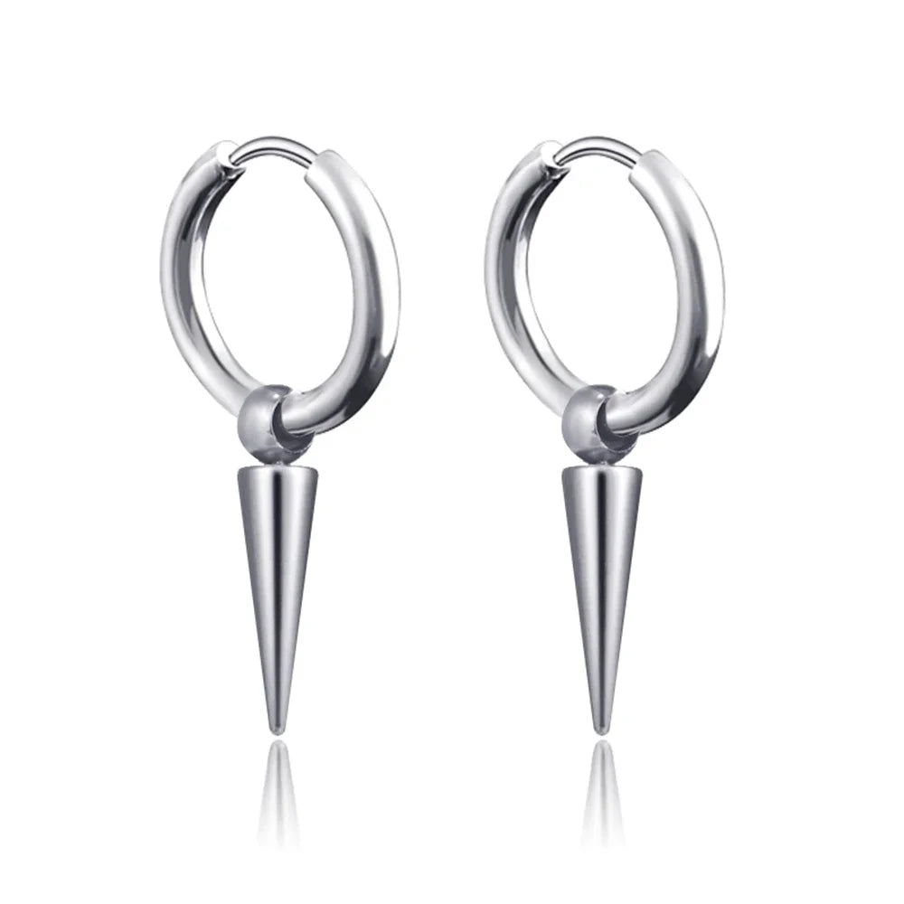 New Punk Stainless Steel Chain Hoop Earrings For Women Men 2023 Trendy Goth Pop Hip Hop Pendants Ear Jewelry Accessories Earring