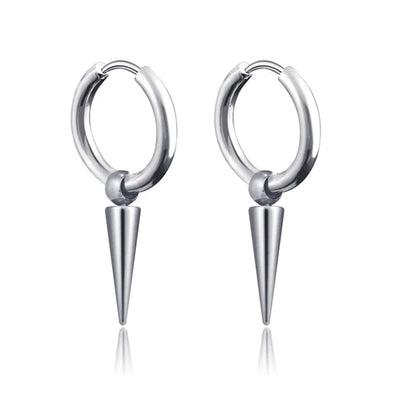 New Punk Stainless Steel Chain Hoop Earrings For Women Men 2023 Trendy Goth Pop Hip Hop Pendants Ear Jewelry Accessories Earring