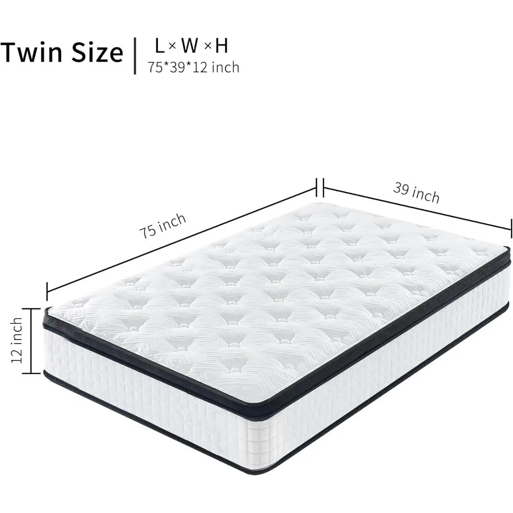 【2025 Upgrade】 12 Inch Hybrid Mattress in a Box - Gel Memory Foam & 800+ Pocket Springs for Back Pain Relief,CertiPUR-US