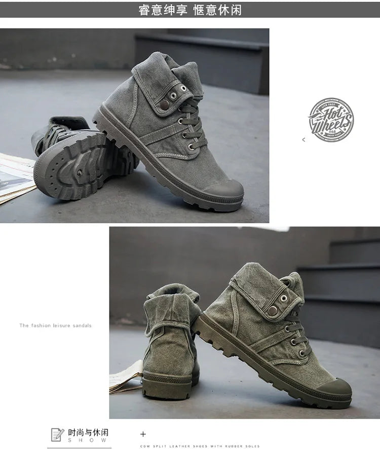 Ankle Boots for Men Sneakers Lace-up Outdoor Men Casual Shoes Flats Breathable Comfortable Canvas Shoes Male Zapatos Hombre