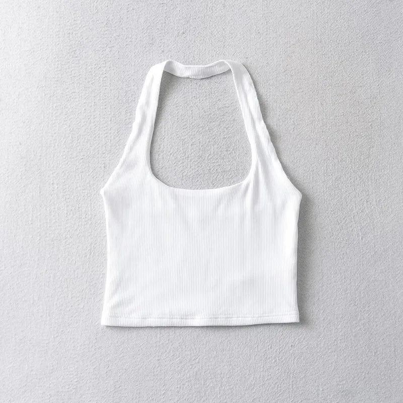 Sexy Women Crop Top 2023 Summer Double Halter Tops Sleeveless Tanks