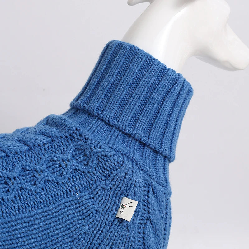 Turtleneck Twist Knitted Sweater for Dogs, Italian Greyhound Whippet, Warm Dog Coat, Dog's Winter Clothing