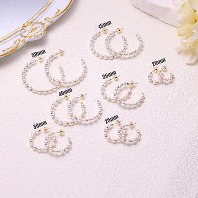 Shevalu New Women Elegant Pearl Hoop Earrings Lady Classic Design Multi-Size Earrings Luxury Hoops With 925 Sterling Silver Post