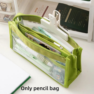 6-layer PVC transparent pencil bag Student Large capacity stationery bag School supplies storage bag Waterproof color pen case