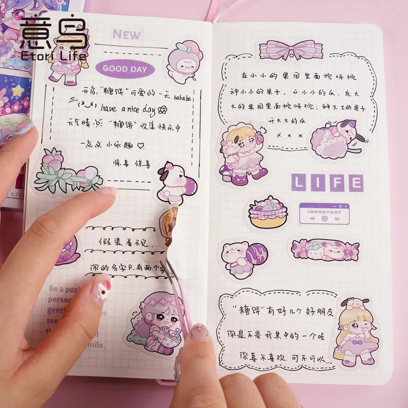 Etori Life Cute Cartoon Girl Notebook Creative Kawaii Student Stationery DIY Drawing Book，Notepad, Line book，Grid Notebook