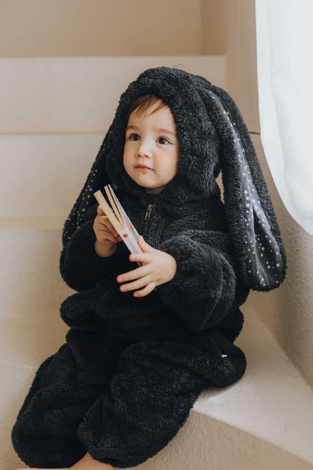 Winter Winter  Baby Romper Boys Girls Zipper Newborn Jumpsuit Cute Hooded Rabbit Pajamas Baby Girl Clothes 1-2 Years