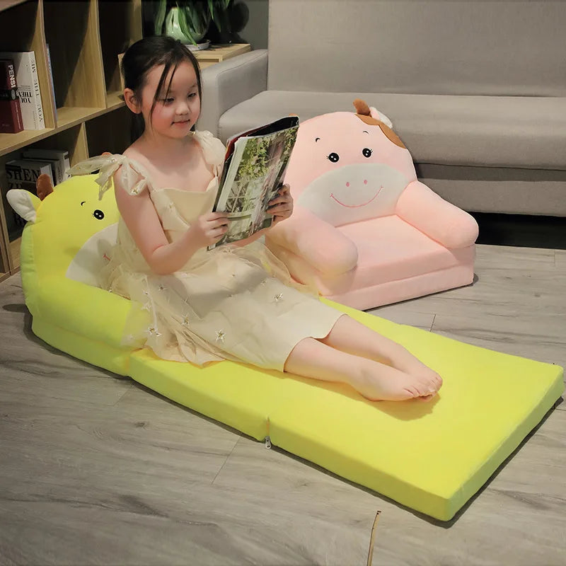 Children Sofa Cute Cartoon Lazy Folding Small Sofa Bed Girl Princess Baby Toddler Dual-purpose Small Child Seat