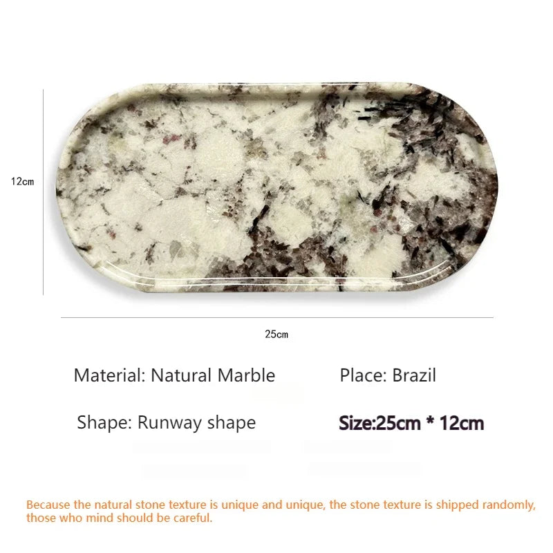 Luxury Green Marble Oval Tray: Bathroom Organizer & Fruit Serving Platter, Waterproof Stone Decor for Hotel Spa Home Kitchen