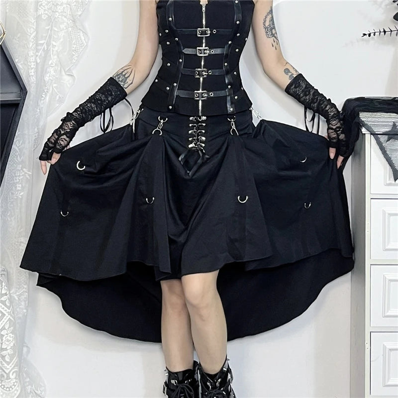 Wholesale New American Retro Irregular Skirt Hot Girl Sexy Punk Black Clothing Dark Style Women Summer Autumn Fashion Streetwear