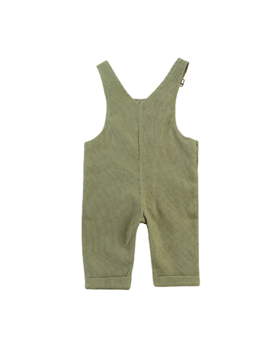 0-24months Unisex Baby Suspender Pants Jumpsuit With Buttons Fit Solid Color Overalls For Toddler Boys And Girls