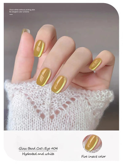 1-24pcs ZH Spring Summer Nails Red Champagne Gold Cat's Eye Gel Nail Polish Nail Art Versatile Popular Whitening Nail Supplies